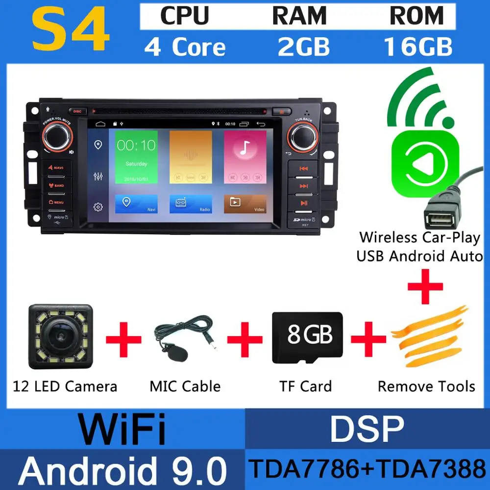 PX6 4G+ 64G Android 9,0 Автомобильный DVD радио gps для Jeep Wrangler Компас Commander Cherokee Dodge caliber путешествие Liberty CarPlay DSP - Цвет: MTK Wireless CarPlay