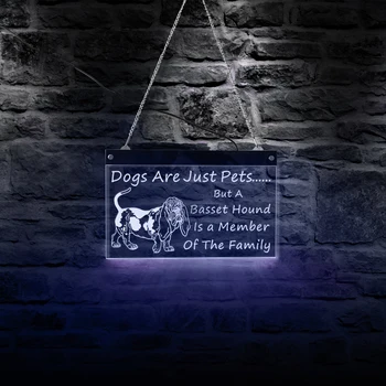 

Dog Are Just Pets Light Sign With Basset Hound Acrylic Home Decor Crafts Custom Message Print Rectangle Neon Led Advertisement