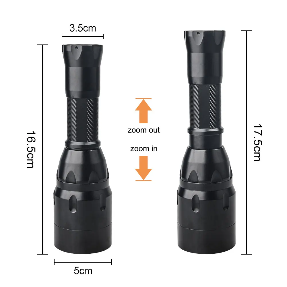 Zoomable LED Hunting Lanterna, tocha impermeável, branco, vermelho, verde, pesca, Camping Light, lanterna com visão noturna IR, 500 Yard