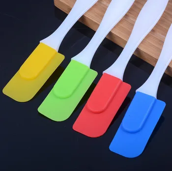 

100pcs Baking Batter Spatula Silicone Colorful Cake Cream Mixer Scraper Plastic Clear Long Handled Can Be Disassembled Spatulas