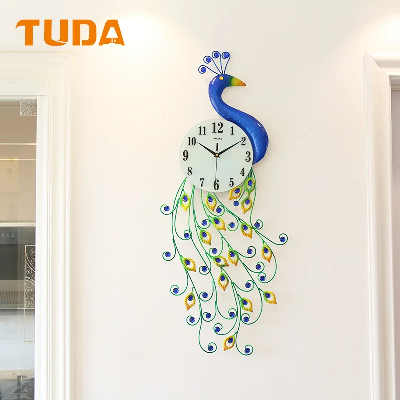 38x92cm Peacock Wall Clock Iron Quartz Wall Clock clock