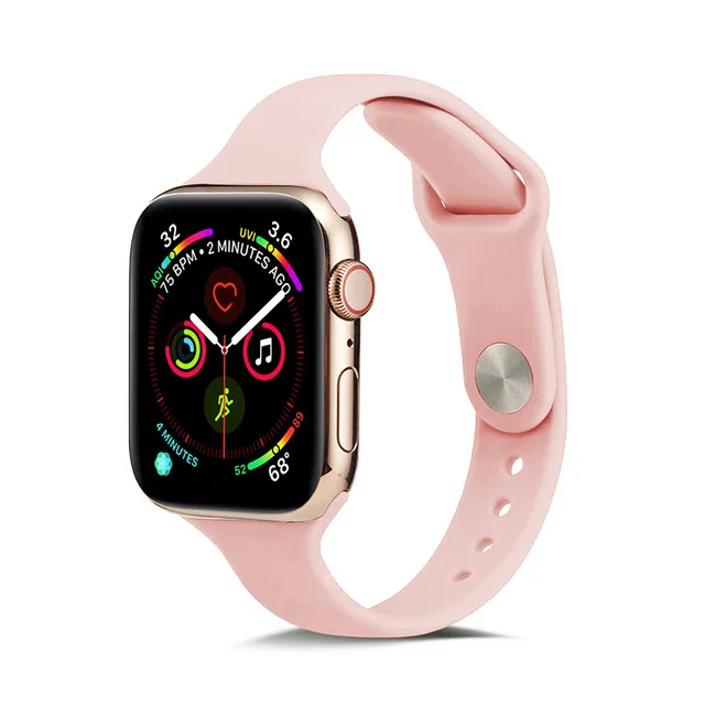 Ремешок для apple watch 44 мм 40 мм iwatch 5 4 3 ремешок 42 мм 38 мм Узкий Тонкий спортивный мягкий силиконовый ремень браслет