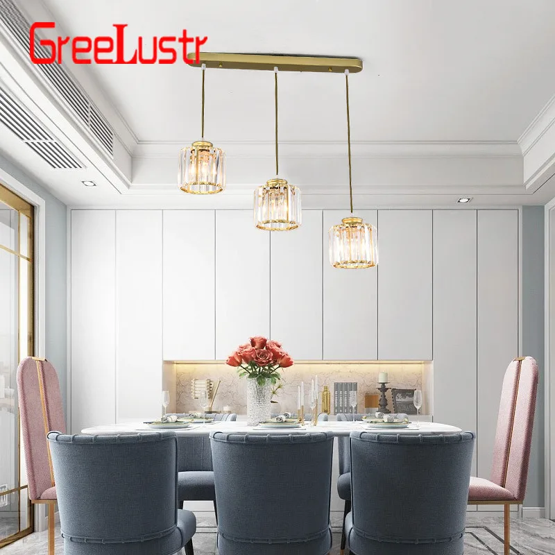 

LED Restaurant chandelier postmodern minimalist dining room bar lighting Nordic luxury creative dining table crystal lamp