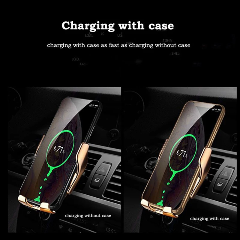 R1 автоматический зажим 10 Вт автомобильное беспроводное зарядное устройство для iPhone Xs huawei LG инфракрасное Индукционное Qi Беспроводное зарядное устройство для автомобиля держатель телефона