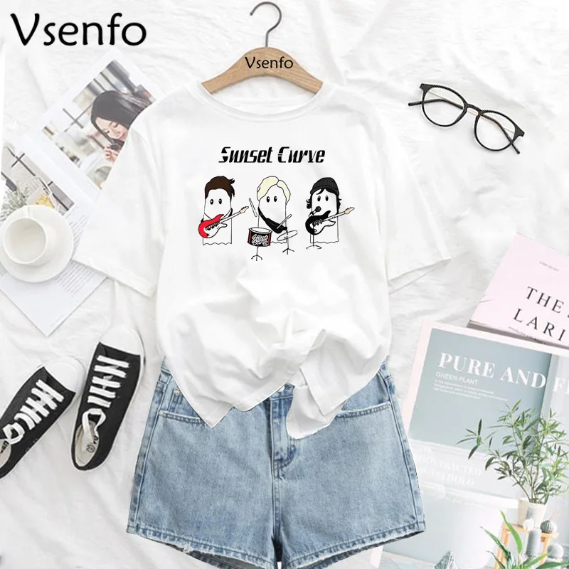 

Sunset Curve T Shirt Women Harajuku Julie and The Phantoms Tshirts Inspired Band Graphic Tee Shirt Camiseta Mujer Clothes