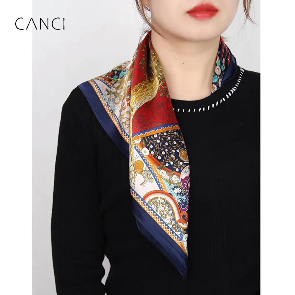 53*53cm Square Silk Scarf 100% Women Foulard Head Scarf Ladies Shawl Wrap Muffler Pareo Bandanna Poncho Pañuelos Mujer For Girls