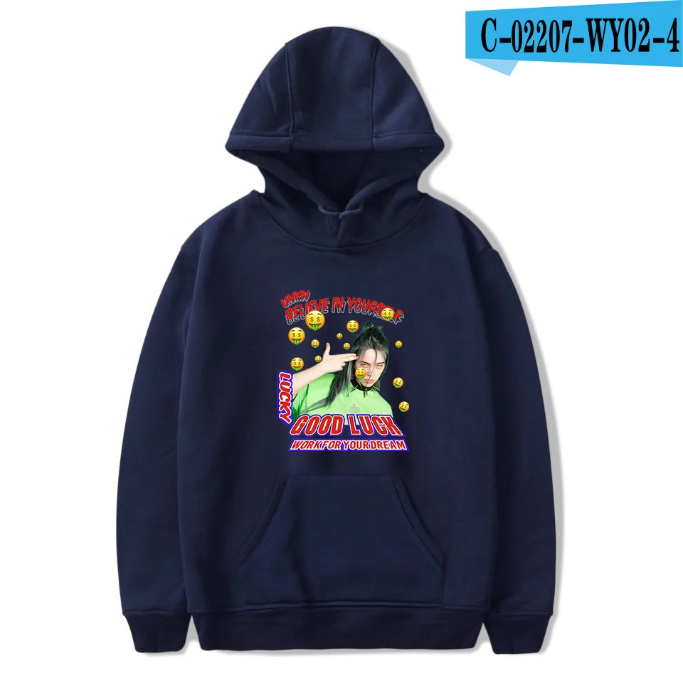 As picture Billie Eilish популярные толстовки для женщин и мужчин Новые толстовки хип-хоп пуловеры с капюшоном с принтом Billie Eilish для девочек Черная подходящая Толстовка - Цвет: As picture