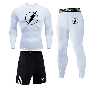 

Super hero flash Quick-drying compression men's sports suit men's gym jogging running suit men's tight fitness workout clothes