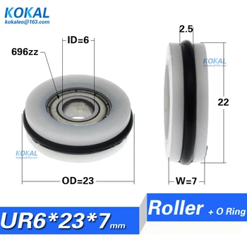 

[UR0623-7]Free Shipping O type rubber ring low noise roller wheel small pulley with bearing 6*23*7 rubber roller