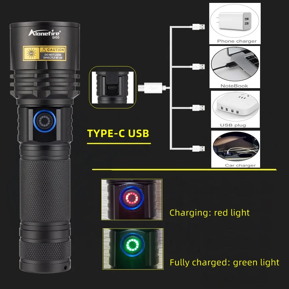 Description Picture 5 of itemAlonefire SV50 15W 365nm UV Purple Light USB Ultraviolet Lanterna Invisible Torch Pet Stains Cat Moss Lamp Ultra Viole
