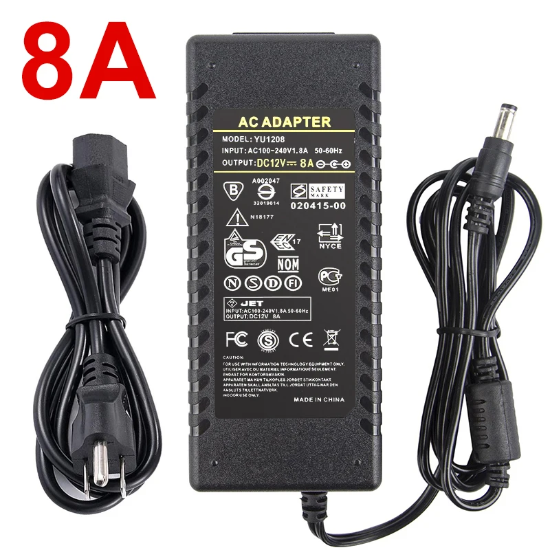 8A 12 В блок питания DC12V блок 1A 2A 3A 5A 6A 8A 10A трансформатор AC 110 В 220 В 220 В к DC 12 Вольт 12 В Светодиодный драйвер для светодиодной ленты - Цвет: 8A
