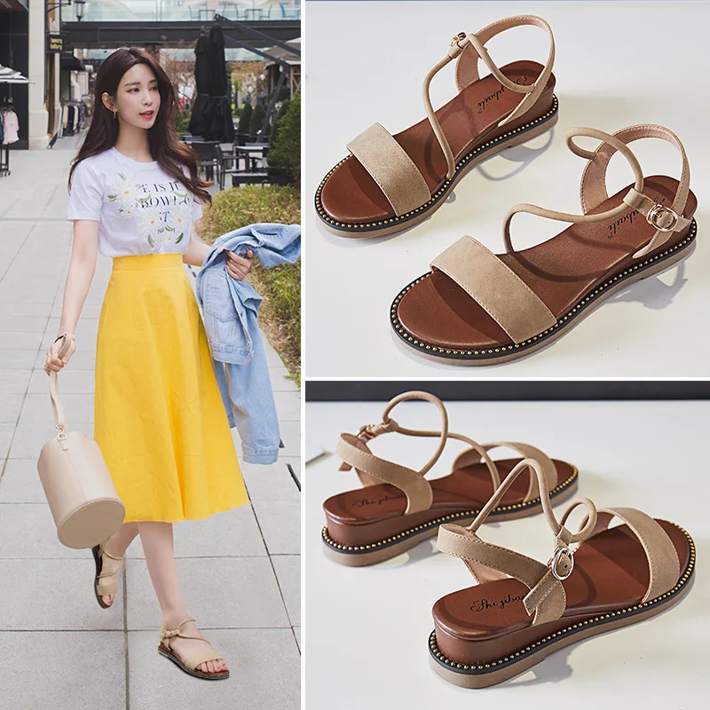 

Rome Sandals Women's Flat 2019 Spring New Style round-Toe WOMEN'S Casual Shoes Network Red Tide