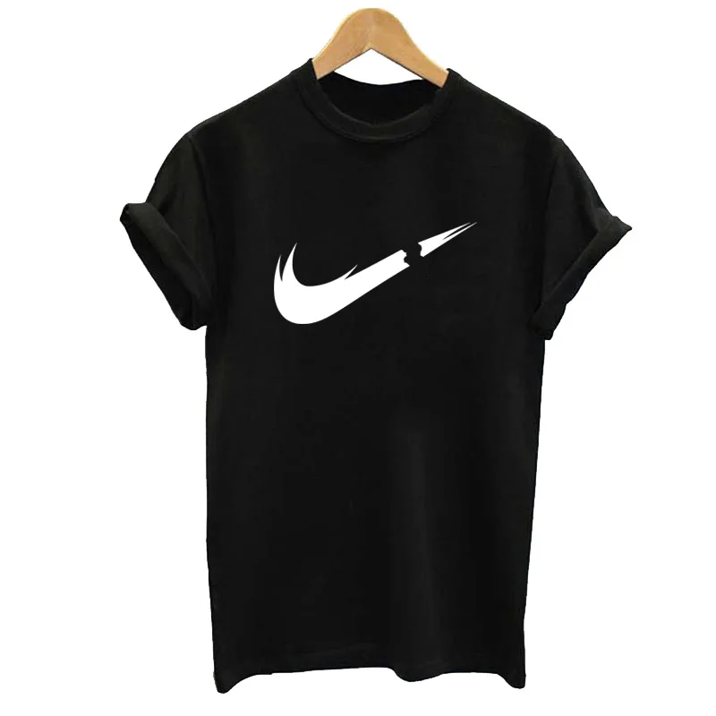 

Brand LOGO print cotton Short Sleeve T shirt Women's T-Shirt Top Black T-Shirts Women 2019 Summer Casual Loose Kawaii Female