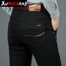 Xuan Sheng, синие, черные мужские джинсы,, классические, тонкие, Осенние, тянущиеся, прямые, повседневные, модные, плотные, длинные штаны, уличная одежда, новые джинсы