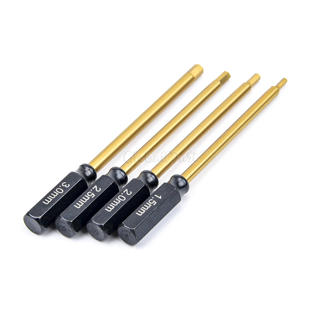 4pcs Durable Hard Alloy Steel Metal 6.35mm Hex Wrenches Screwdrivers Tools Kit 1.5/2.0/2.5/3.0mm for RC Helicopter Model 6