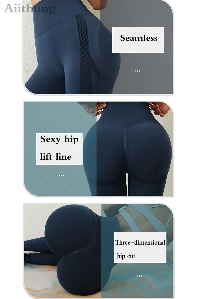 Aiithuug Butt Scrunch Seamless Leggings for Women High Waisted