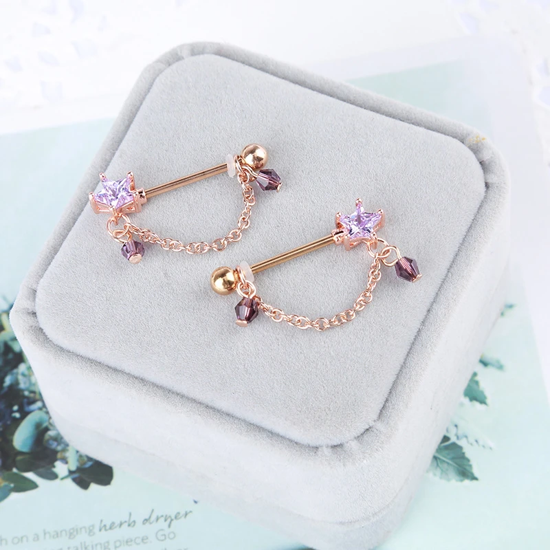 2pcs Fashion Barbell Nipple Ring Piercing Bar Rings Jewelry Creative