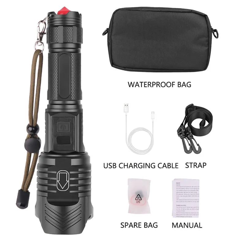XHP90 LED Torch Flashlight Light Rechargeable 18650 Lamp Ultra Bright LCD Design 22x6x3.5CM Lanterna 40NOV2517