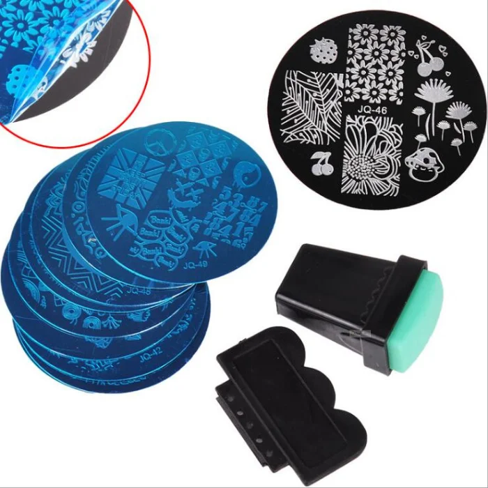 1 set Nail Art Stamp 10 style pattern plate nail paint polish gel Stamping kit Template tools 3