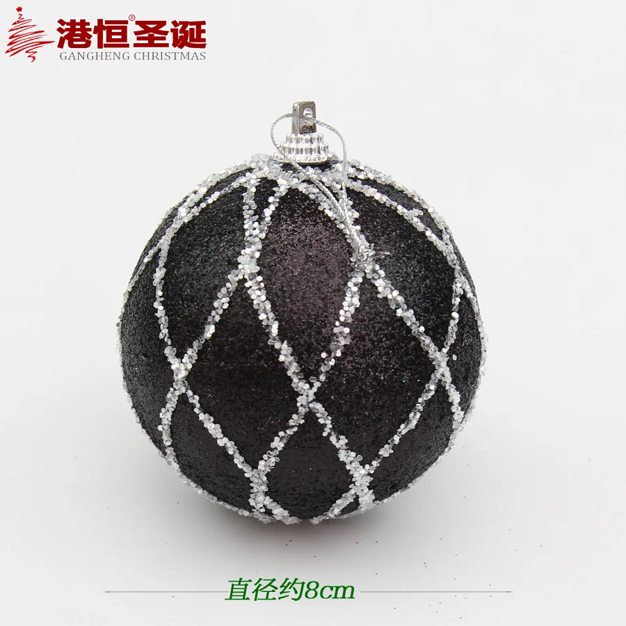 Украшение 8 см черный расписной Рождественский шар 10 см серебряный черный пузырь Рождественский шар - Цвет: C