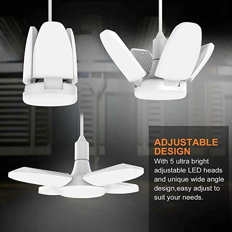 Universal Deformable LED Garage Light 60W E27 Workshop Foldable Ceiling Lamp New 