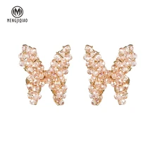 MENGJIQIAO новые элегантные серьги-гвоздики ручной работы с кристаллами в виде бабочки для женщин и девушек, модные вечерние ювелирные изделия в виде Букле д 'орели, подарки