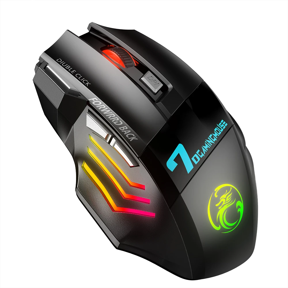 Recargable ratón inalámbrico ratón de ordenador jugador ergonómico ratón de juego USB ratones silenciosos con retroiluminación RGB Mause para PC portátil