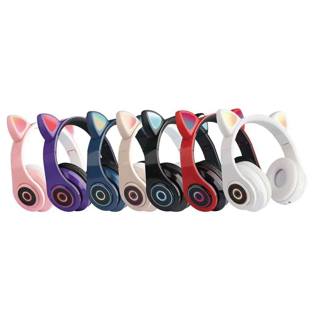 Wireless Bluetooth Headphones glowing cute LED Cat Ear Girls Gift Kids Headset Wireless HIFI Stereo Bass Rechargeable Headset