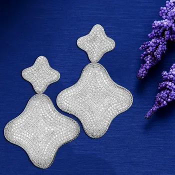 

Gorgeous Luxury Shiny Big Star Dangle Pendant Earring For Women Wedding Cubic Zirconia Bridal Earring Jewelry Accessories 2020