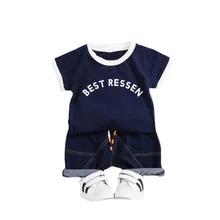 Vêtements d'été décontractés pour bébés garçons et filles, t shirt et short avec lettres, vêtements pour nourrissons, survêtement en coton, 2 pièces/ensembles