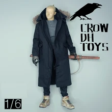 

CROWDHTOYS 1/6th Fashion Trendy Black Coat Fur Tops Model Without Body Suit Usual 12inch Action Doll Collectable