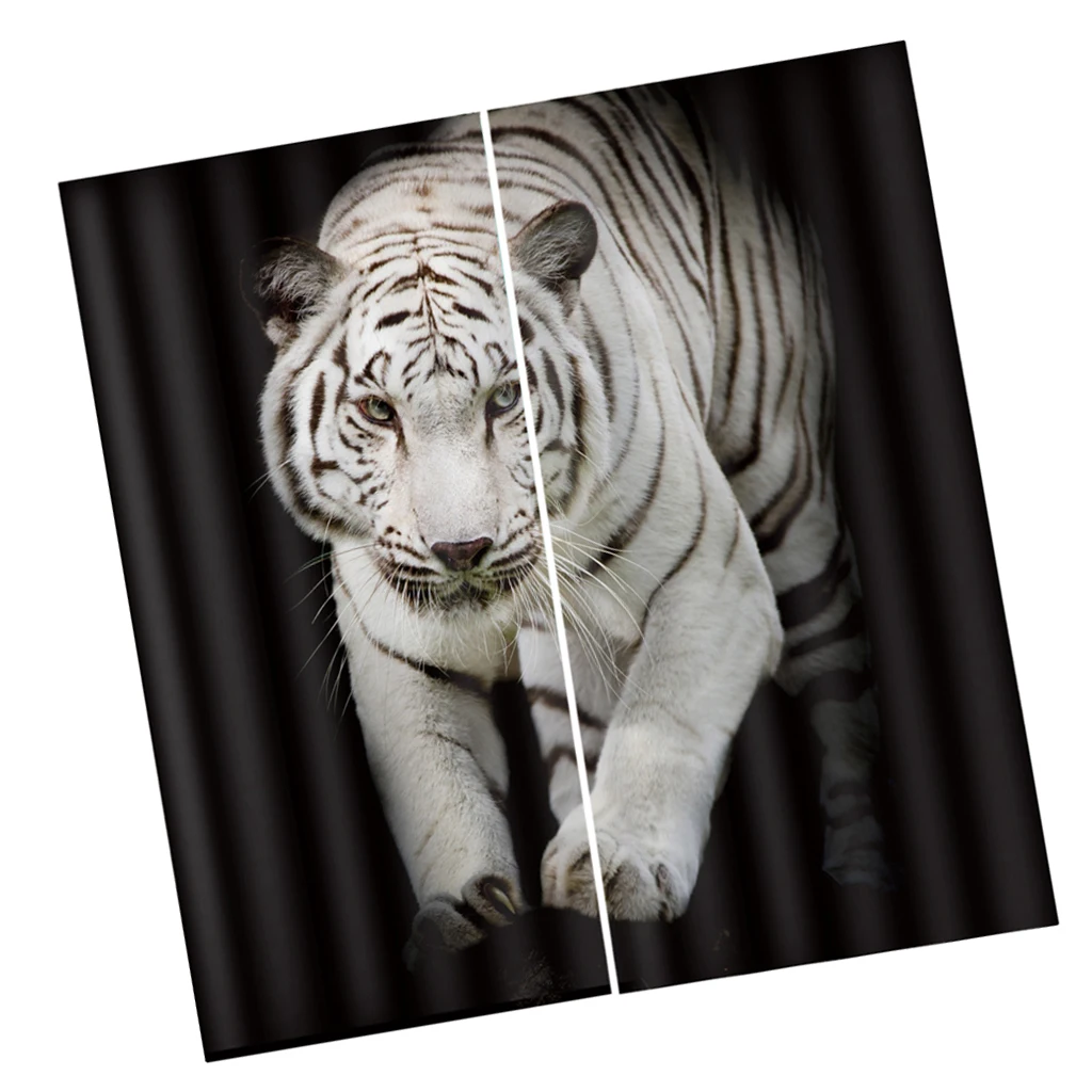 White Tiger 2 панели набор подростковый декор с животными 3D печать окна затемненные занавески шторы для детской комнаты - Цвет: White Tiger