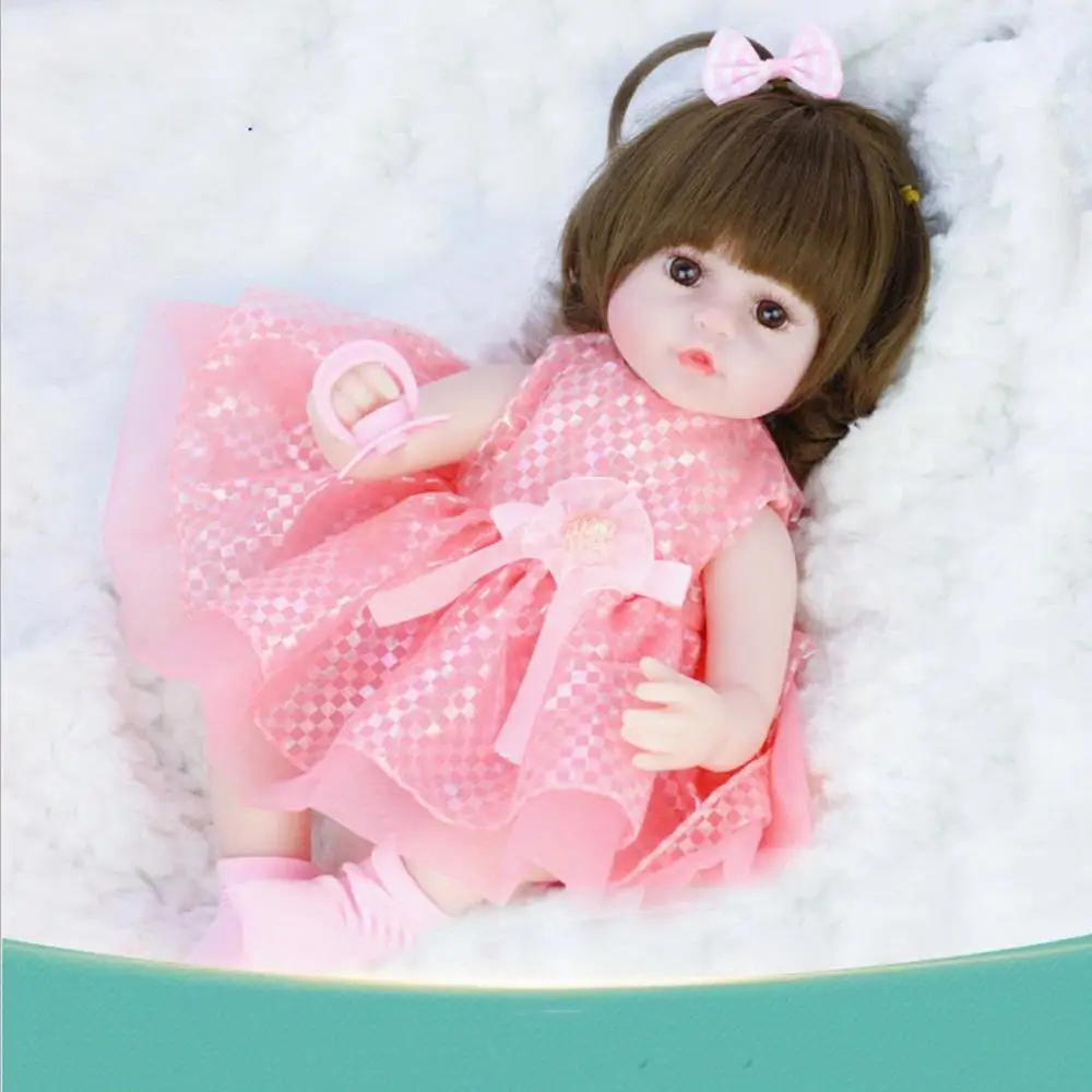 

42cm Curly Hair Reborn Girl Doll Soft Vinly Silicone Lifelike Accompany Bebe Doll Gift Toys For Girls