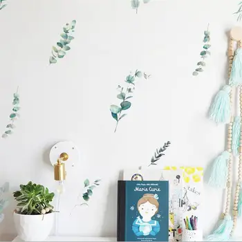 

6 Sheets Wall Sticker Wall Decal Decorative Watercolor Plant Wall Art Decor Wall Sticker 21*14.8cm