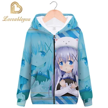 

Is The Order A Rabbit Costume Fashion 3D Printing Zipper Hip Hop Streetwear Hooded Sweatshirt Unisex Hoodies