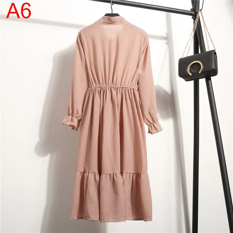 Корейская черная рубашка Vestidos для офиса в горошек, винтажные осенние платья, Женское зимнее платье, миди платье с цветочным рисунком и длинным рукавом для женщин
