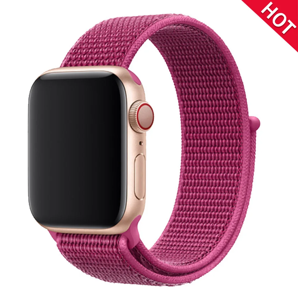 Dragon fruit Band For Apple Watch Series 5 4 3 2 1 38MM 42MM watchband Breathable Nylon Strap Sport Loop for iwatch Bracelet 40MM 44MM - Band Color: Dragon fruit