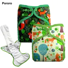 Pororo – couche en tissu réutilisable AIO pour bébé, couche culotte intérieure en microfibre avec gousset intérieure et inserts absorbants