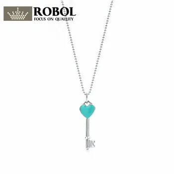 

XL TFB TTFF Luxury Brand 100% 925 Sterling Silver Heart-shaped Pendant Key Necklace Glamorous Jewelry Women's Wholesale