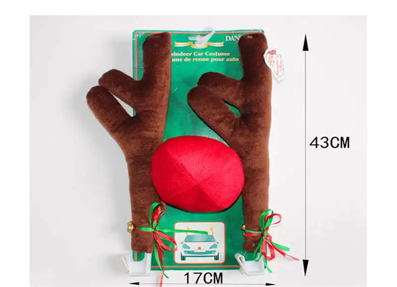 3 шт. Рождественский Декор для автомобиля с изображением оленя, костюм рудолфа, Рождественские оленьи рога, красные украшения на нос, оленьи рога