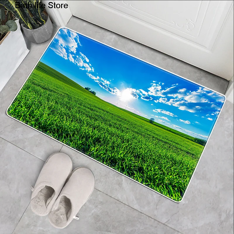 3D зеленый газон кухонный ковер Придверный коврик для спальни ванная комната