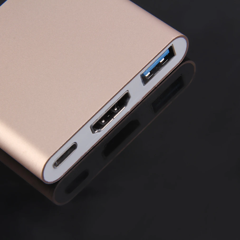 ICOCO type C USB 3,1-USB-C 4K HDMI USB3.0 адаптер 3 в 1 концентратор для Apple многопортовый полностью алюминиевый металлический чехол-адаптер
