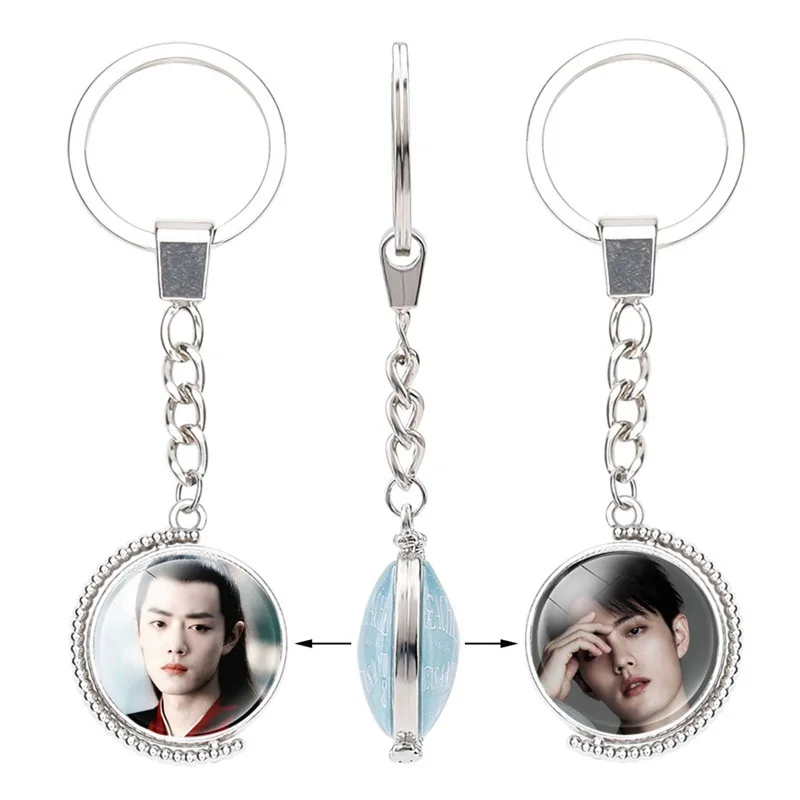 Wei WuXian Lan WangJi CHEN QING LING стеклянный камень двухсторонний Вращающийся брелок для ключей коллекция фанатов Xiao Zhan Wang Yibo