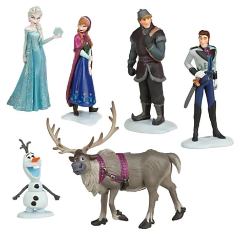 6pcs/set Queen Elsa Princess Anna Hans Kristoff Sven Olaf PVC Action Figures Toys Classic Toys