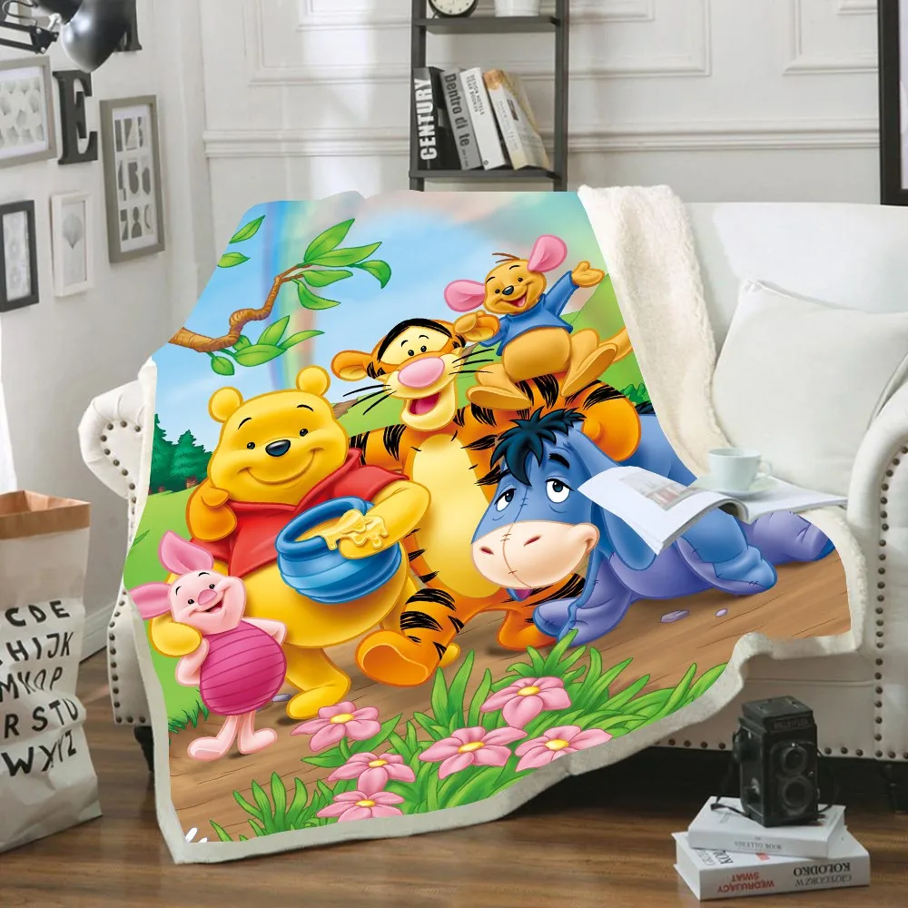 Ours en peluche dessin animé Disney | Couverture en peluche, canapé, couverture de lit, housse de lit, literie double, pour enfants garçons et filles, cadeaux pour enfants