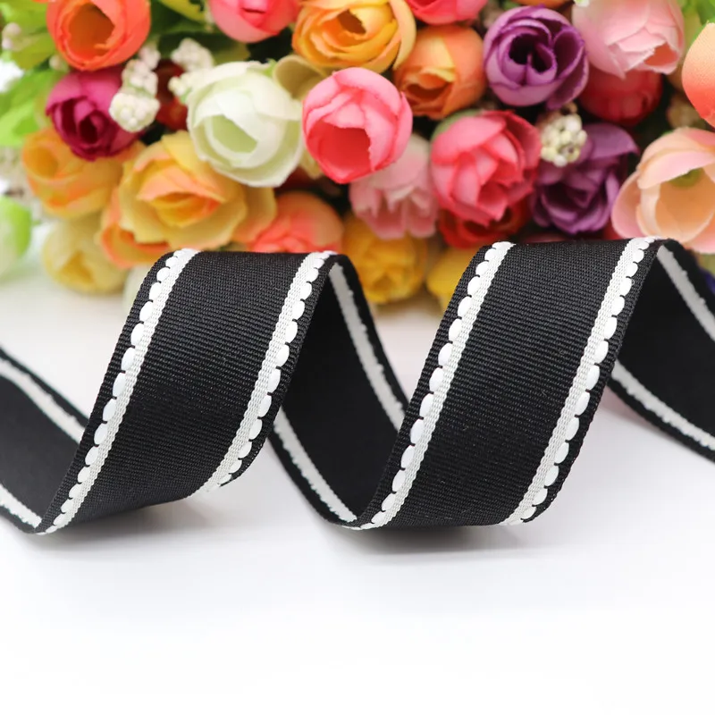 Stitch Ribbons 10 Yards 10MM/25MM/38MM Stitch Ribbons Colorful Edge Dotted Line Ribbon For Hair Bows DIY Crafts Handmade Accessories Y19041802