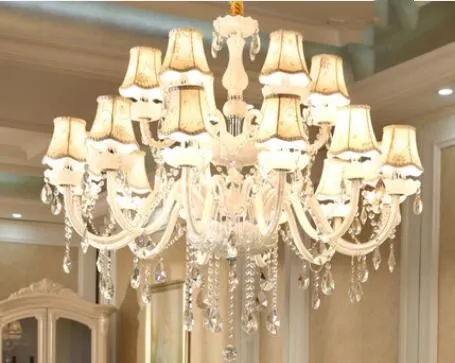 18 Lights with Hat Современный белый Хрустальный люстра светильник s лампа люстры для гостиной спальни светильник хрустальный светильник Lustres de crista светильник ing - Цвет абажура: 18 Lights with Hat