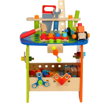 

Rowsfire 90Pcs Children Wooden Deluxe Workbench Pretend Repair Tool Table Educational Toy