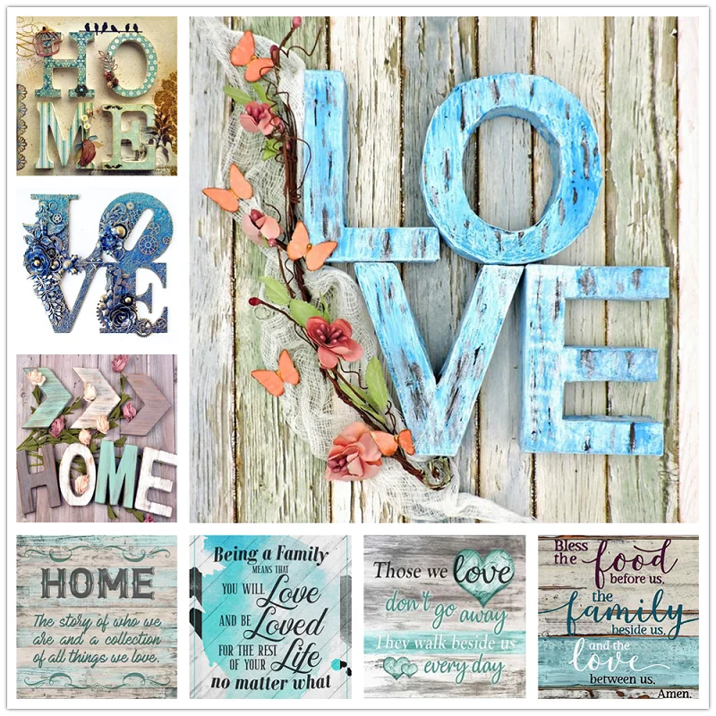 Diamond Painting English Letter LOVE 5D DIY Full Embroidery Mosaic Cross Stitch Heart Home Decorative | Дом и сад