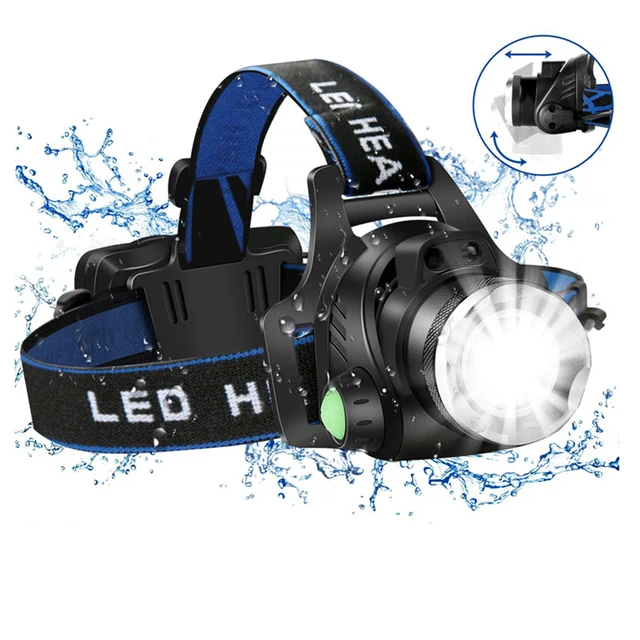 Headlamps High lumen Led Headlamp L2/T6 Zoomable Headlight Head Torch Flashlight Head lamp by 18650 battery for Fishing Hunting Package A
